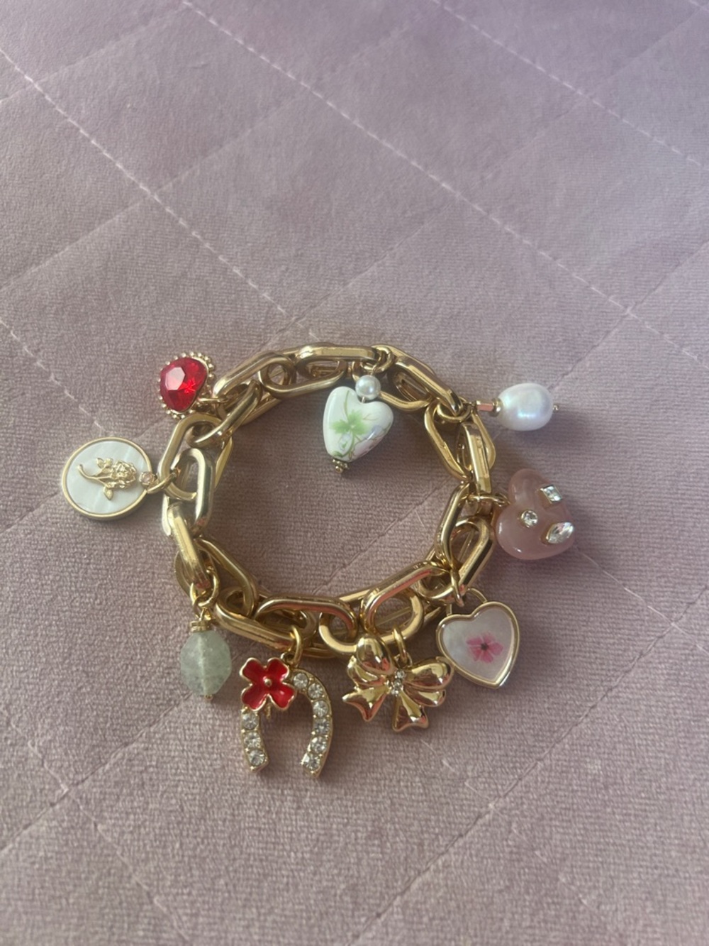 Gold stretchy charm bracelet